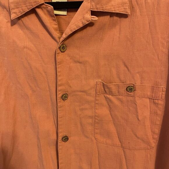 Calypso Joe WashableSilk Men XL ButtonUp Hawaiian Shirt Short Sleeve Rust Orange - Picture 5 of 7